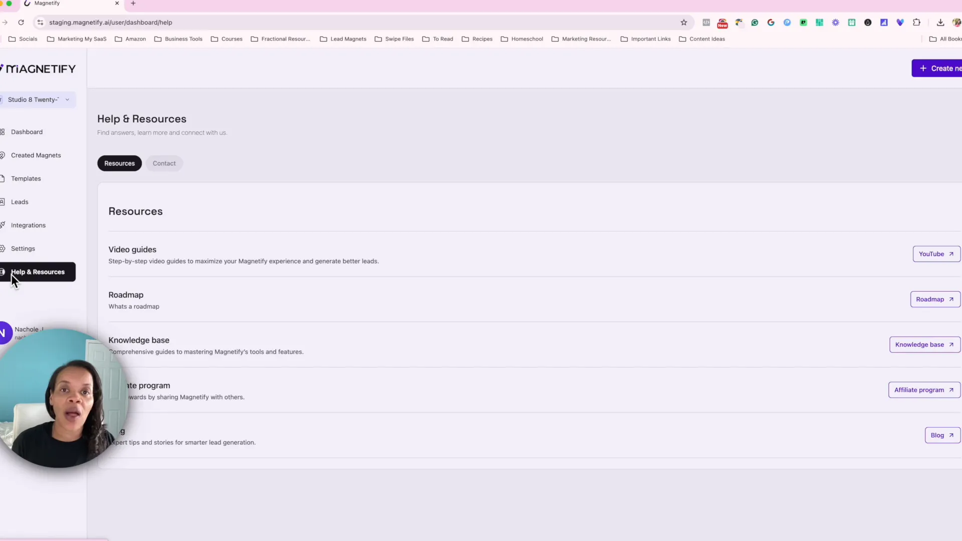 Help and resources section with guides and blog links