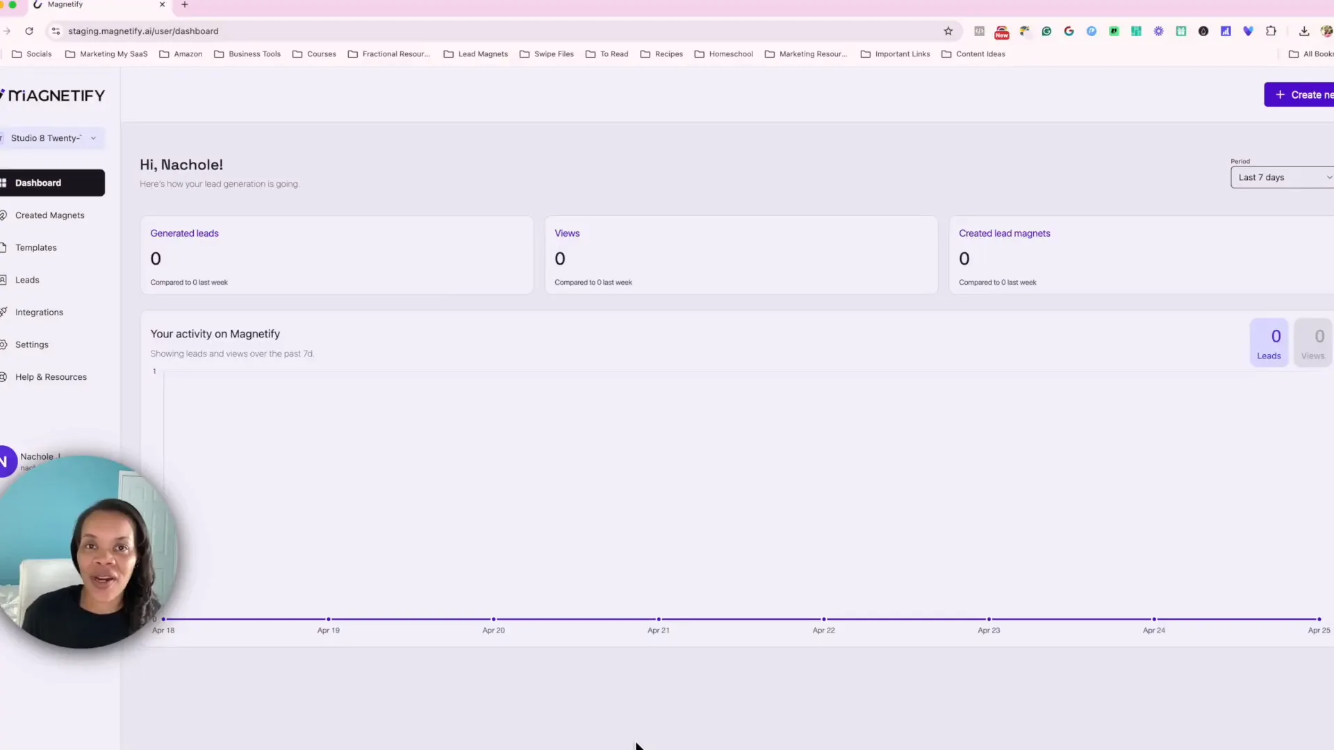 Magnetify dashboard overview showing navigation menu on left