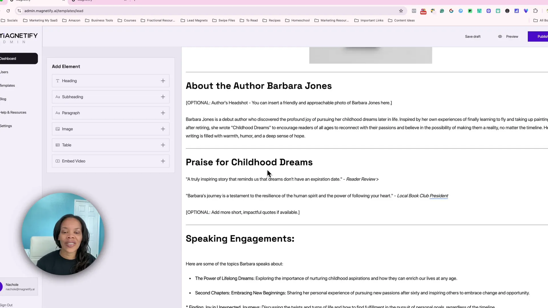 Adding booking link to calendar in the author media kit template
